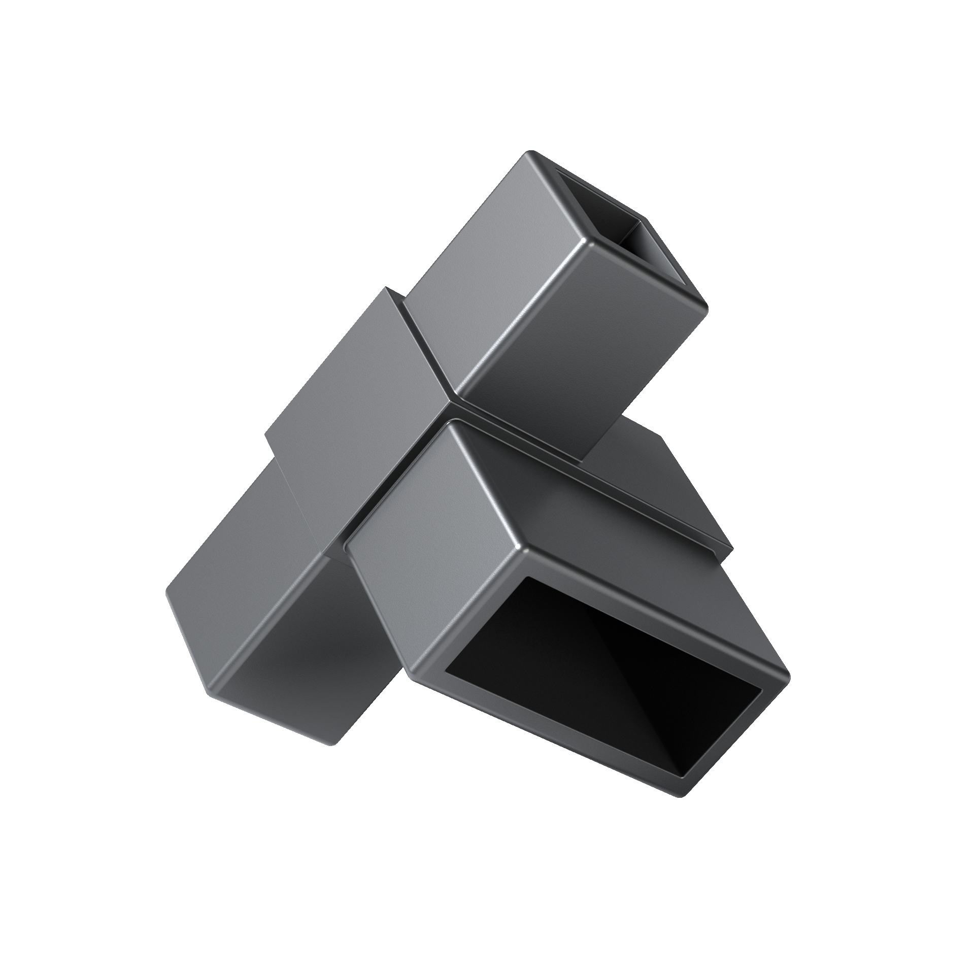 Three-way connector for 1-inch square and 1×2-inch rectangular aluminum tubing – Tube² TS303
