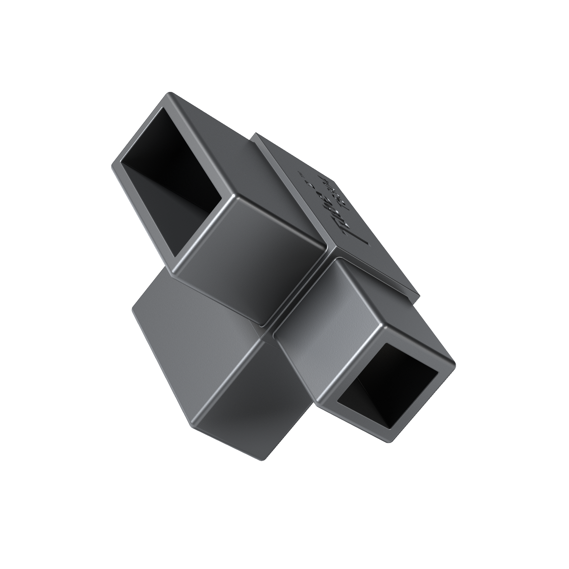 Three-way connector for 1-inch square and 1×2-inch rectangular aluminum tubing – Tube² TS304