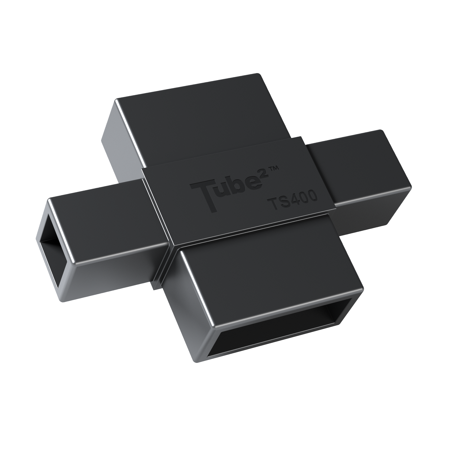 Four-way connector for 1-inch square and 1×2-inch rectangular aluminum tubing – Tube² TS400